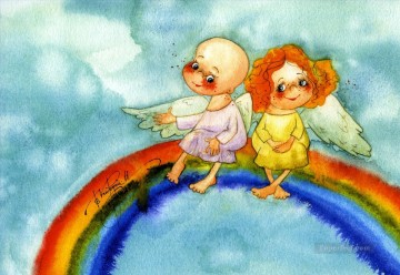 vk angels rainbow for kid Oil Paintings